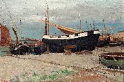 Carl Spitzweg coastal scene from the north of France Sweden oil painting artist